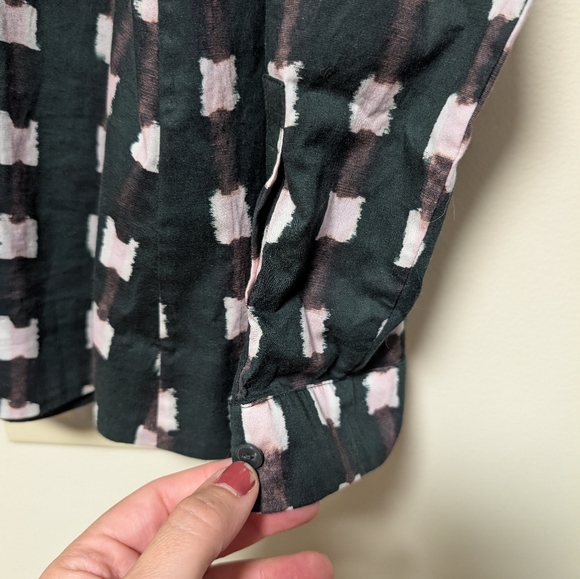COS Dark Green Pink Geometric Ikat Print Long Sleeve Blouse EUR 40. US 8 - Picture 5 of 8